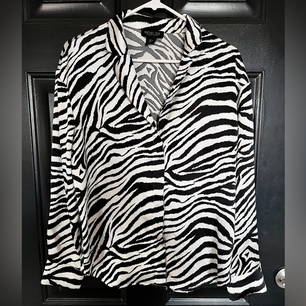 Rachel Zoe Zebra Print Satin Button up, Large